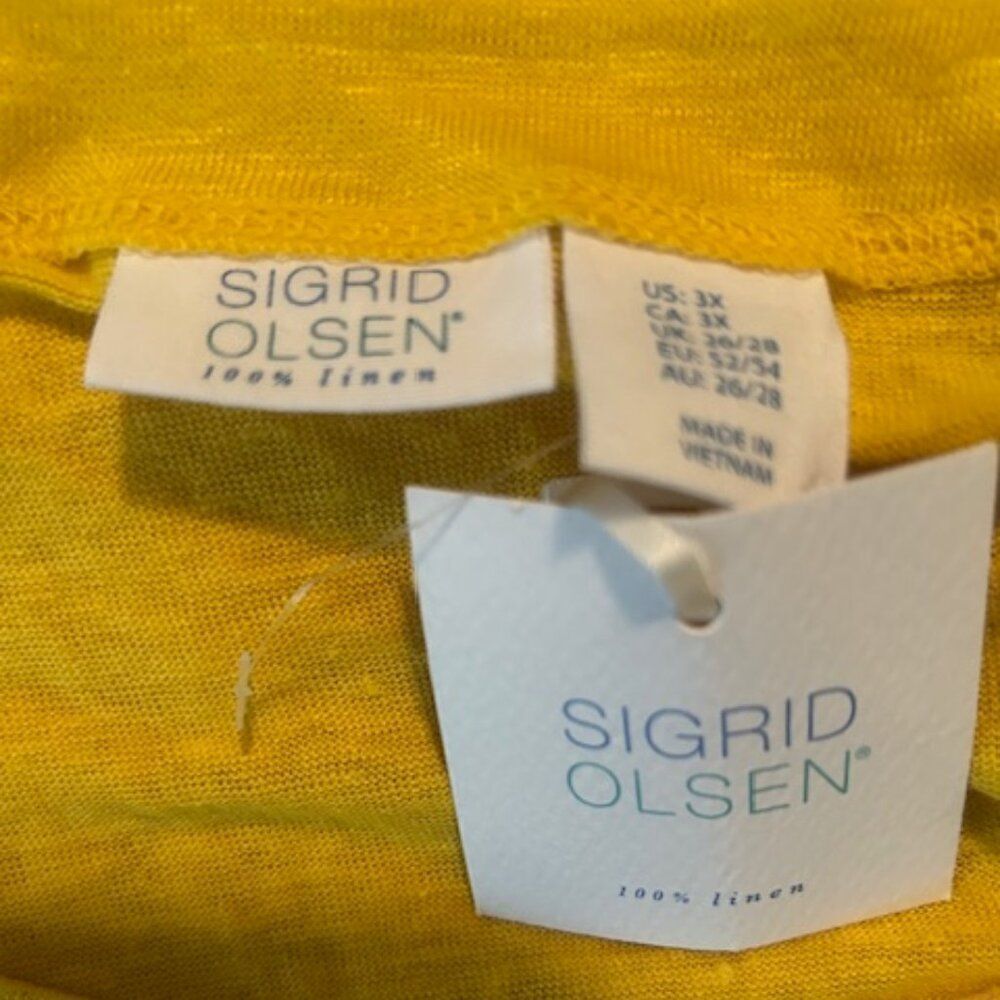 Sigrid Olsen Yellow/Gold Linen tunic, size 3X - Picture 4 of 5